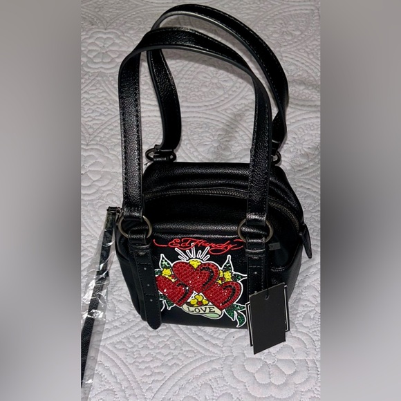 Ed Hardy Handbags - Ed Hardy Black and Red Heart Mini Bag